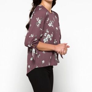 Papermoon Floral Blouse - Deep Purple and White